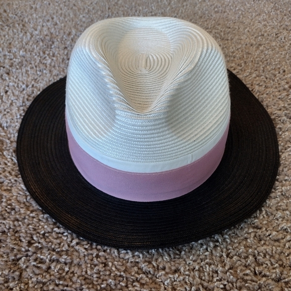 Calvin Klein White Black And Pink Panama  Hat - Picture 3 of 11